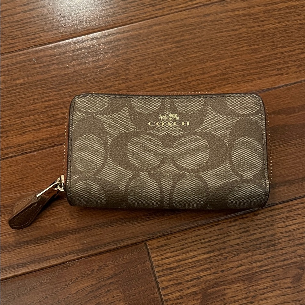 Coach Tan Monogram Zip Wallet
